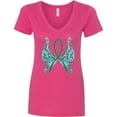 thumbnail image 3 of Inktastic Ovarian Cancer Awareness with Butterfly Ribbon Words Women's V-Neck T-Shirt, 3 of 5