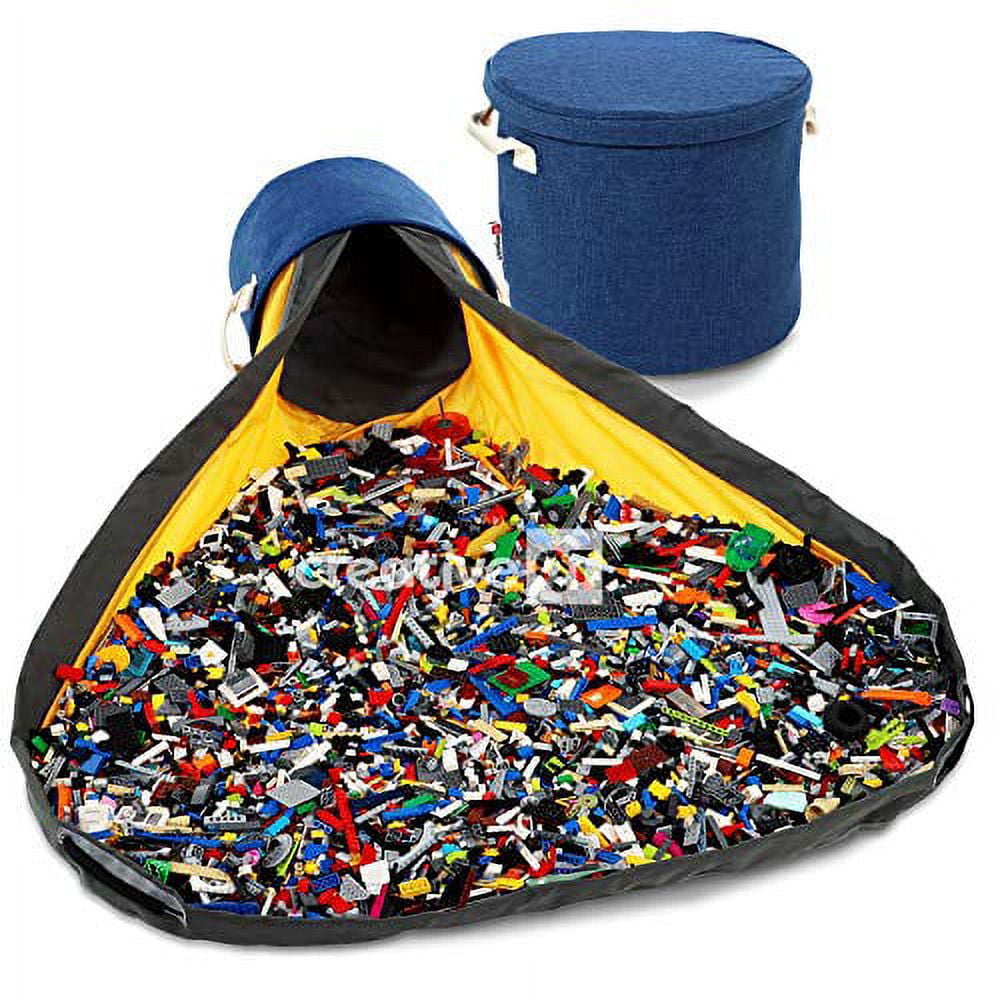 Creative QT - SlideAway Toy Storage Organizer & Play Mat for Kids - Organizer Storage Bin for Toys - Kids Toy Box for Boys & Girls - Playroom Storage - Toy Holders for Kids Rooms - Navy Blue