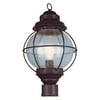 One Light Black Clear Seeded Glass Post Light