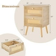 thumbnail image 4 of Costway 1 PCS Rattan Nightstand Boho Accent Bedside Table with 2 Storage Drawers Natural, 4 of 8
