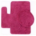 thumbnail image 3 of 3 Piece #6 hot pink solid bathroom rug set 1 bat mat 19" x 30" , 1 contour mat 19"X 19", 1 lid cover 19"X 19" anti slip with rubber backing chenille super soft touch, 3 of 3