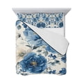 thumbnail image 7 of Blue Flower King Size Down Alternative Comforter, Lightweight Comforter Quilt Bedding Set with Pillow Shams White Floral Watercolor Botanicals Blossom All Seasons Bed Comforter Duvet Insert 96"x106", 7 of 7