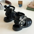 thumbnail image 5 of Dakaela Girls Sandals Cute Open Toe Strappy Gladiator Summer Sandal Kids Toddler Flower Dress Shoes Black, 5 of 8