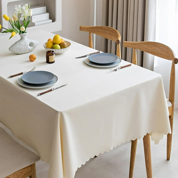 XmhyTop Solid Color Cotton Linen Fabric Tablecloth, Waterproof and Oil-Proof, Non-Washable, High-end Sense of Luxury Tablecloth(Light Yellow)