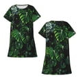 thumbnail image 4 of Salouo Lush Foliage Green Plant Print Short Sleeve Sleepshirt for Womens Comfy Nightgown Scoopneck Cute Nightdress Ruffle -Large, 4 of 6