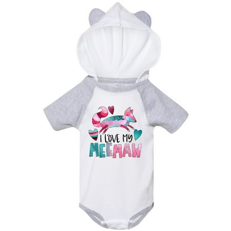 

Inktastic I Love My Meemaw Pink and Blue Fox with Hearts Gift Baby Boy or Baby Girl Bodysuit