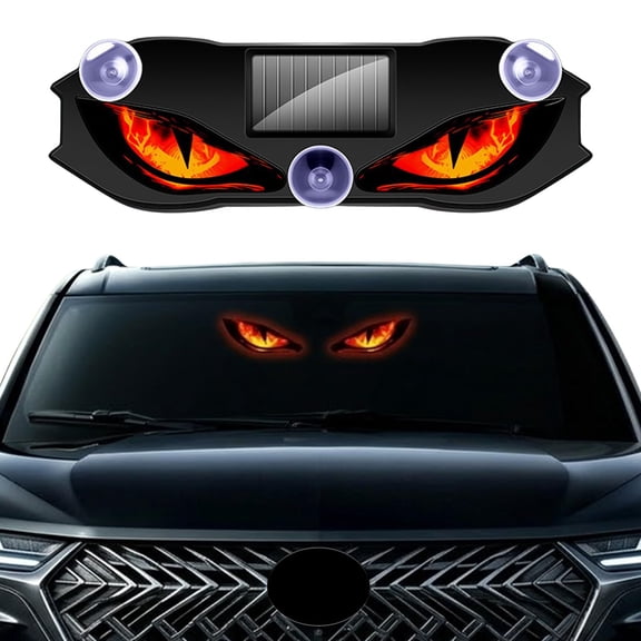 Solar Demon Eye LED Window Light, Waterproof Wireless Dynamic Warning Lights, for Car Windshield and Rear Window Decorative Ambient Lights(Red)