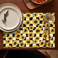 thumbnail image 5 of Black White Checker Sunflower Pattern Summer Placemats Table Placemats Set Of 4-Linen Kitchen Washable Placemats Table Mats 11.8"x17.7" Non-Slip Heat Resistant, 5 of 6