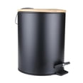 thumbnail image 2 of Mini Bathroom Trash Can with Bamboo Lid , Round Step Garbage Container Bin with 5L Black, 2 of 8