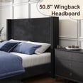thumbnail image 5 of Papajet King Size Upholstered Platform Bed Frame, Wingback Bed with 50.8" Headboard, Corduroy Black, 5 of 7