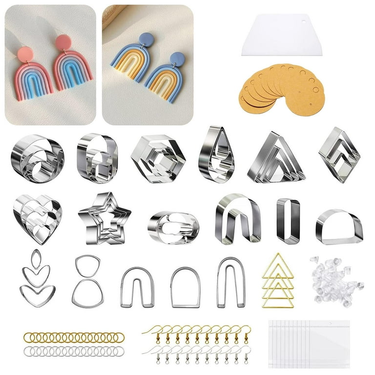 MTFun 267Pcs Polymer Clay Earring Making Kit Include 18 Shapes Polymer Clay  Earring Cutters, 12 Colors Clay, Tools, Roller Accessories for Polymer Clay  Earring Jewelry Making Supplies 
