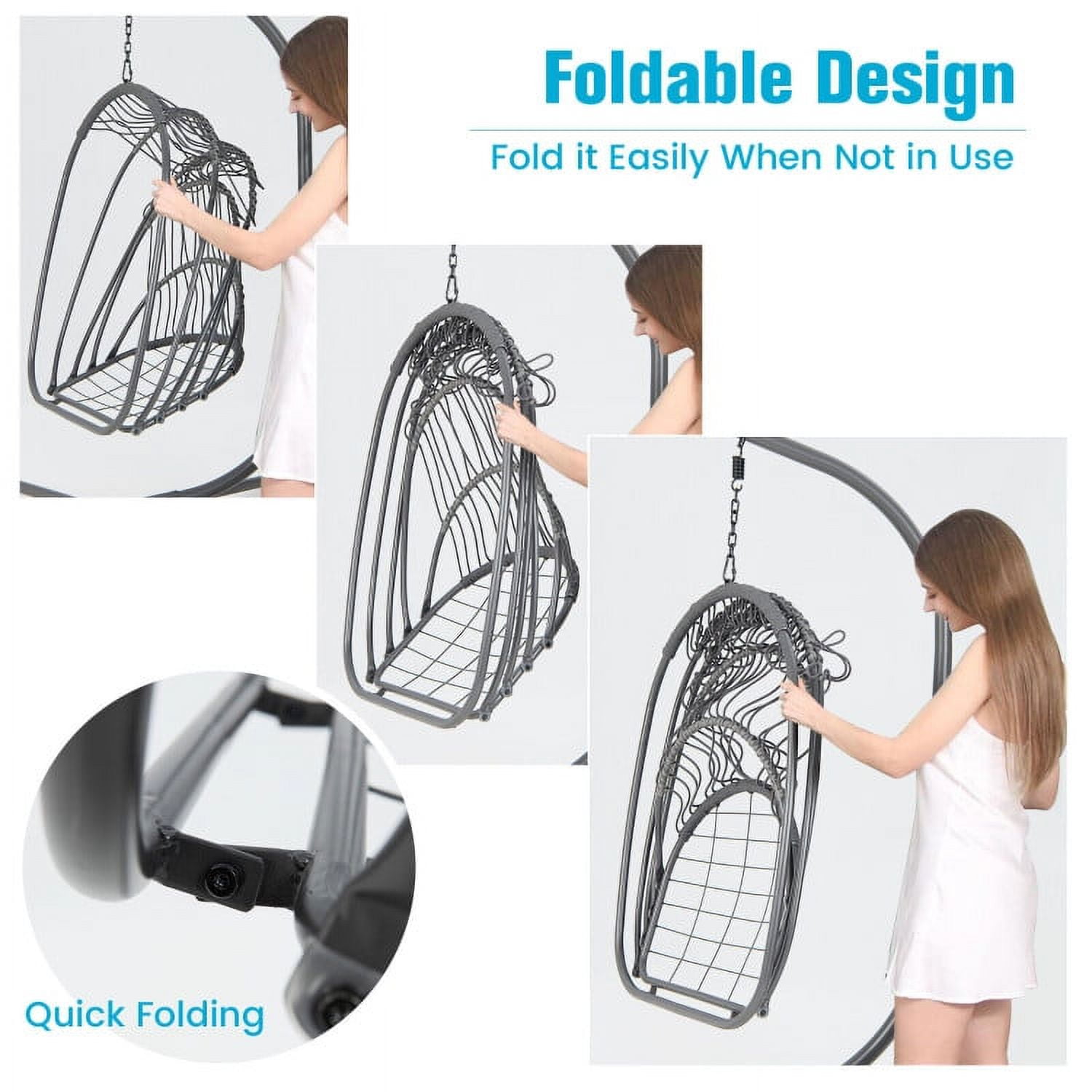 Aimee Lii Hanging Folding Egg Chair with Stand Soft Cushion Pillow Swing Hammock, Hanging Hammock Chair, Turquoise Aimee Lii Hanging Folding Egg Chair with Stand Soft Cushion Pillow Swing Hammock, Hanging Hammock Chair, Turquoise