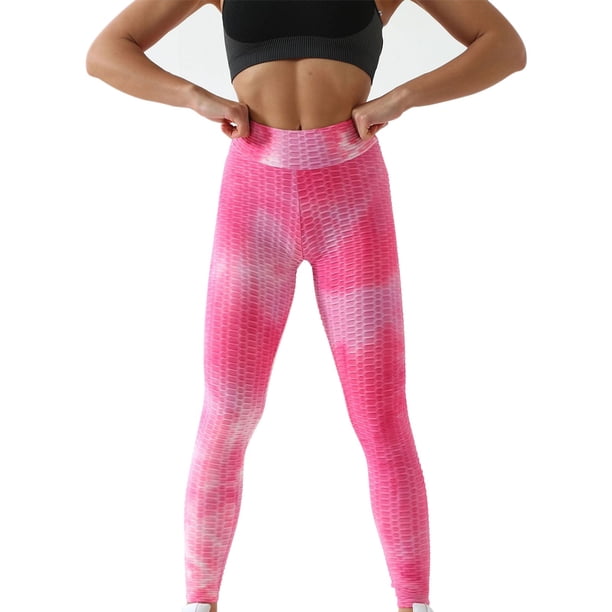 Gibobby Pantalones mujer Pantalones de yoga de cintura alta para mujer, mallas elásticas sexys para levantar glúteos, entrenamiento, correr, adelgazar, medias de botín(Rosa, XXL)