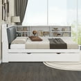 thumbnail image 3 of Euroco Full Size Modern Daybed with Storage Headboard and Twin Trundle in White Finish, 3 of 17
