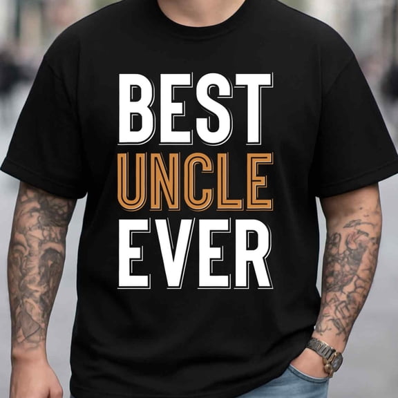 180GSM T-Shirt for Men Funny Graphic Casual Gift - Men's Best Uncle Ever Funny Humor Graphic T Black Streetwear with Design