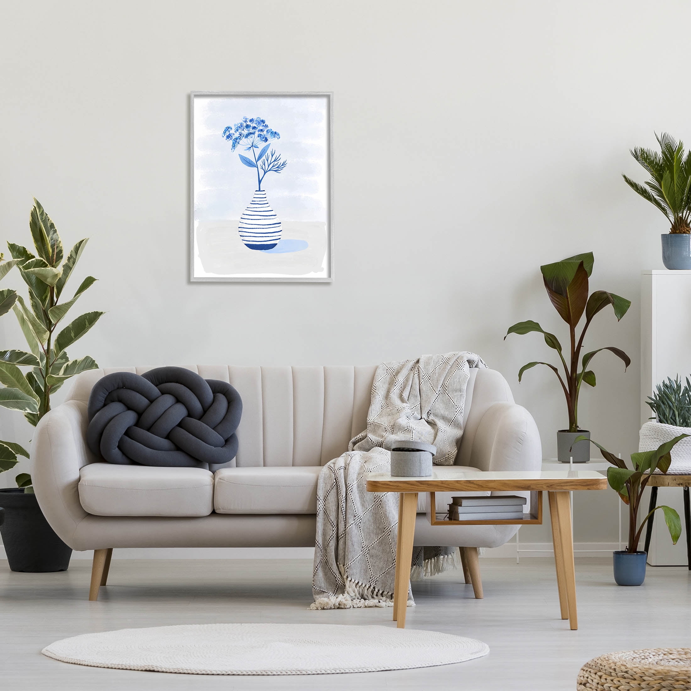 Contemporary Herb Sprig Flower Botanical & Floral Graphic Art Gray Framed Art Print Wall Art