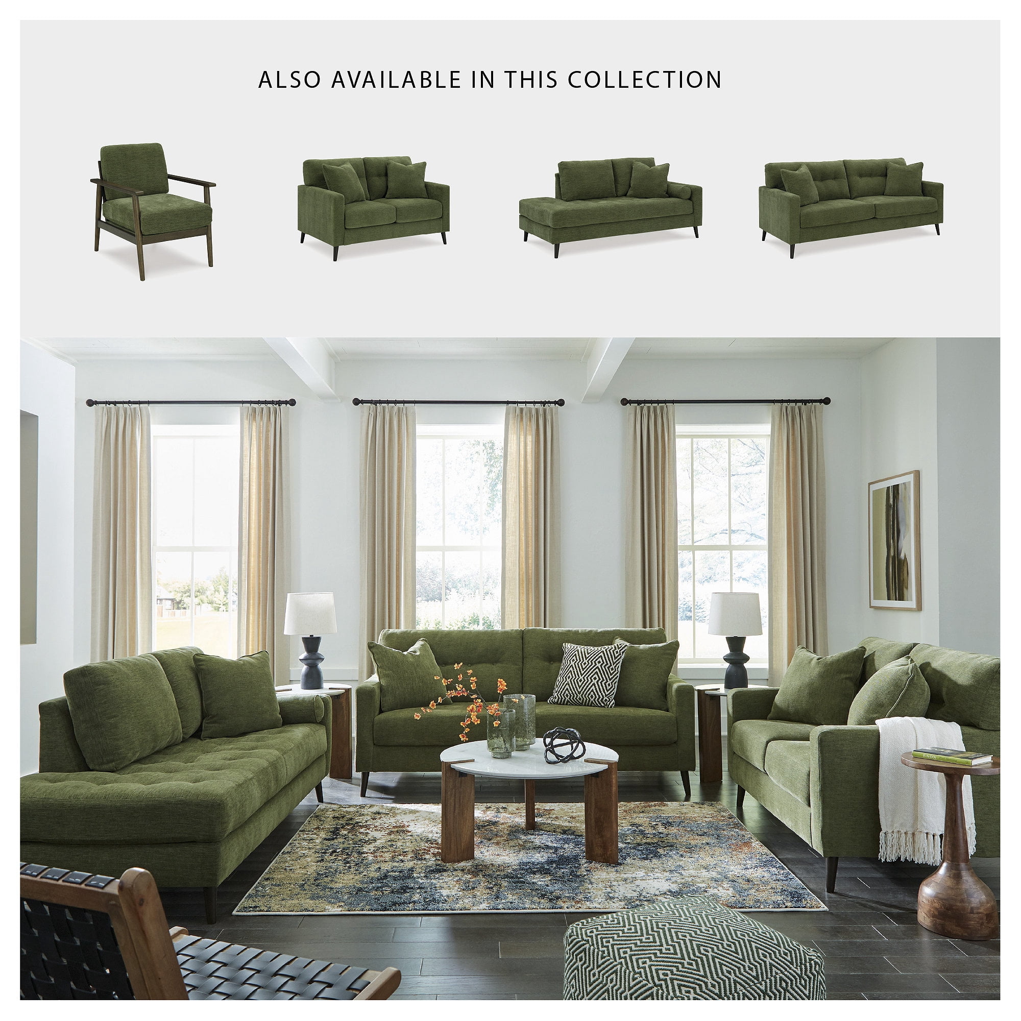 Signature Design by Ashley Bixler Olive Green Mid-Century Modern Accent Chair