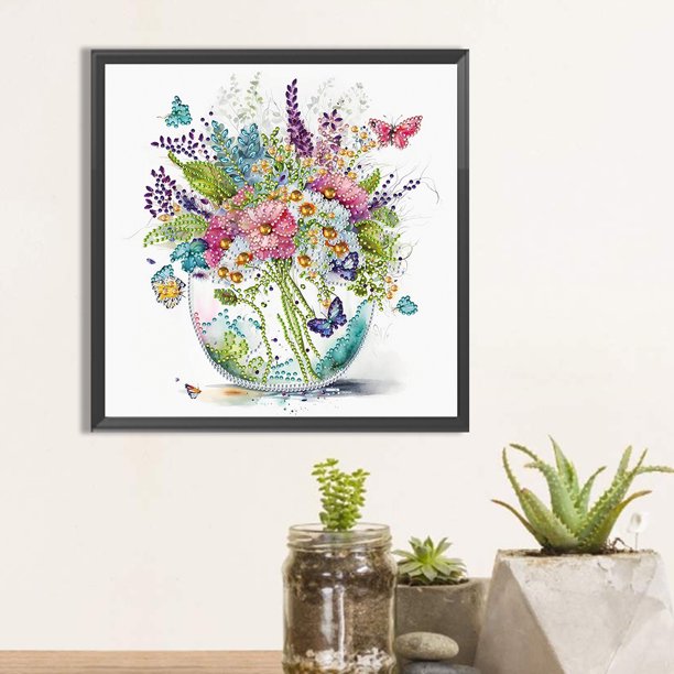 Cuadros Decorativos Pintura de diamante 5D DIY Kit de taladro en forma especial parcial Flor Decoración del hogar DQrwqpou embutido en tela