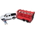 thumbnail image 4 of Big Country Toys: Truck & Cattle Trailer Adventure - 18pc Farm Toy Playset, Light-Sound White Pickup, Articulated Animals & Rancher Figure, Kids 3+, 4 of 10
