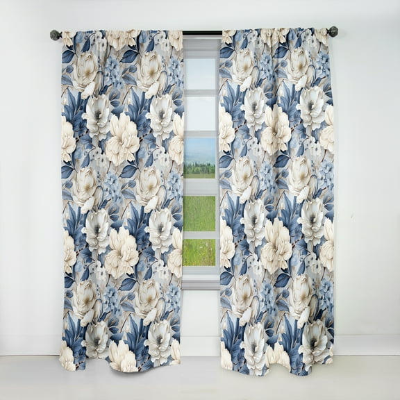 Designart "Moody Ethereal Shadows I" Floral Blackout Curtain Single Panel