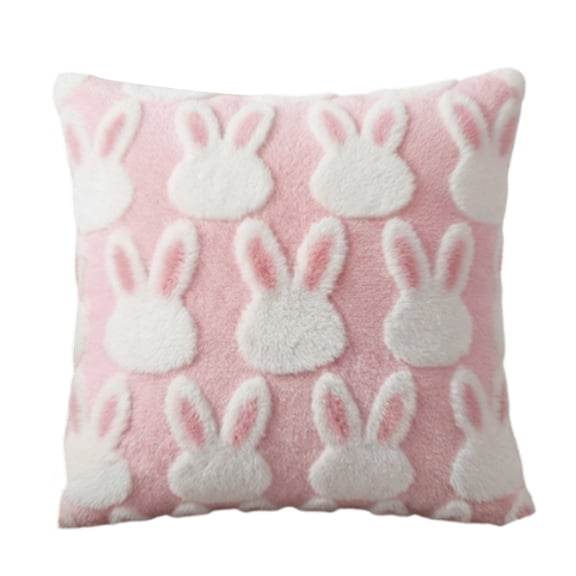Easter Pillow Covers 20x20, Pink and White Bunny Pillow Covers Easter 3D Printed Pillow Covers, Soft Easter Cushion Covers Spring Pillow Covers for Home Sofa Bed Couch, Easter Spring Holiday Decor