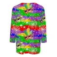 thumbnail image 4 of Cavosen Mardi Gras Ladies Tops 3/4 Lengh Sleeve Carnival Shiny Mask Graphic Print Blouse Crewneck Party Holiday Tops Casual Trendy Festival Shirts Dressy Party Funny T-Shirt 2XL, 4 of 5
