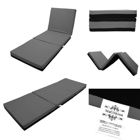 Magshion 4 Inch Memory Foam Tri-fold Mattresses Floor Bed Single Size (27''W) Dark Grey