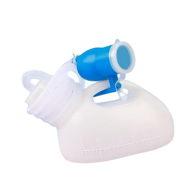 Botella para orina masculina, urinario de viaje a prueba de fugas, recipiente de recolección conveniente, contenedor urinario para personas mayores con manguera de 2 m