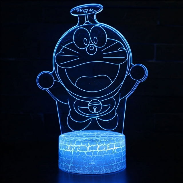Luz nocturna Doraemons LED 3D que cambia de color para niños