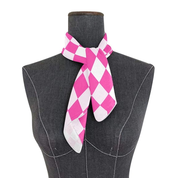 Square Scarf 24x24 Inch Hot Pink Checkered Pattern Silky Satin Sun Protection Neck Scarf for Women Multi-Purpose Head Wrap Bandana for Hair Bag Decoration