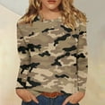 thumbnail image 2 of Womens Long Length Sleeve Shirts Camo Printed Shirts Crew Neck T Shirts Casual Dressy Blouses Tee 2026 Camel 4XL, 2 of 5
