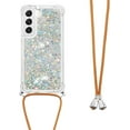 thumbnail image 3 of Long Crossbody Lanyard Clear Case for Samsung Galaxy S23 5G with Adjustable Neck Strap, Glitter Sparkly Bling Quicksand Phone Cover Cases for Samsung Galaxy S23 5G QKG Silver, 3 of 14