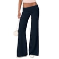 thumbnail image 2 of Women Low Rise Straight Leg Sweatpants Y2k Solid Color Stretchy Leggings Deep Blue L, 2 of 9