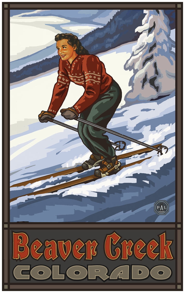 Colorado Beaver Creek 16x24 Gallery Quality Metal Art Ski Colorful Skis