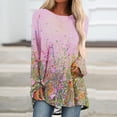 thumbnail image 1 of Qertyioot Hauts de Mode pour Femmes, Blouse Décontractée à Manches Longues Col Rond Imprimé Folk-custom, 1 of 5