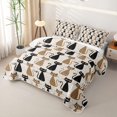 thumbnail image 3 of Manfei Funny Kitten Bed Spread Queen, Kawaii Lines Cat Queen Coverlet Set, Beige Brown, 3-Piece, 1 Quilt and 2 Pillowcases, 3 of 7