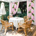 thumbnail image 2 of 1 Panel Outdoor Curtains for Patio Waterproof 54"x84", Valentine's Day Weatherproof Privacy Outsides Curtains, Pink Roses Floral Romantic Striped Grommet Thermal Drapes for Cabana Porch Pergola, 2 of 8