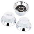 thumbnail image 3 of Domqga 3Pcs Guitar Potentiometer Knob Cap Volume Tone Buttons Silver For Electric Guitars,Guitar Potentiometer Knob Cap, 3 of 8