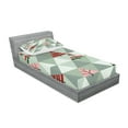 thumbnail image 2 of Ambesonne Tree Fitted Sheet & Pillow Sham Set, Illustration of Triangles, Twinxl, Coral and Reseda Green, 2 of 2