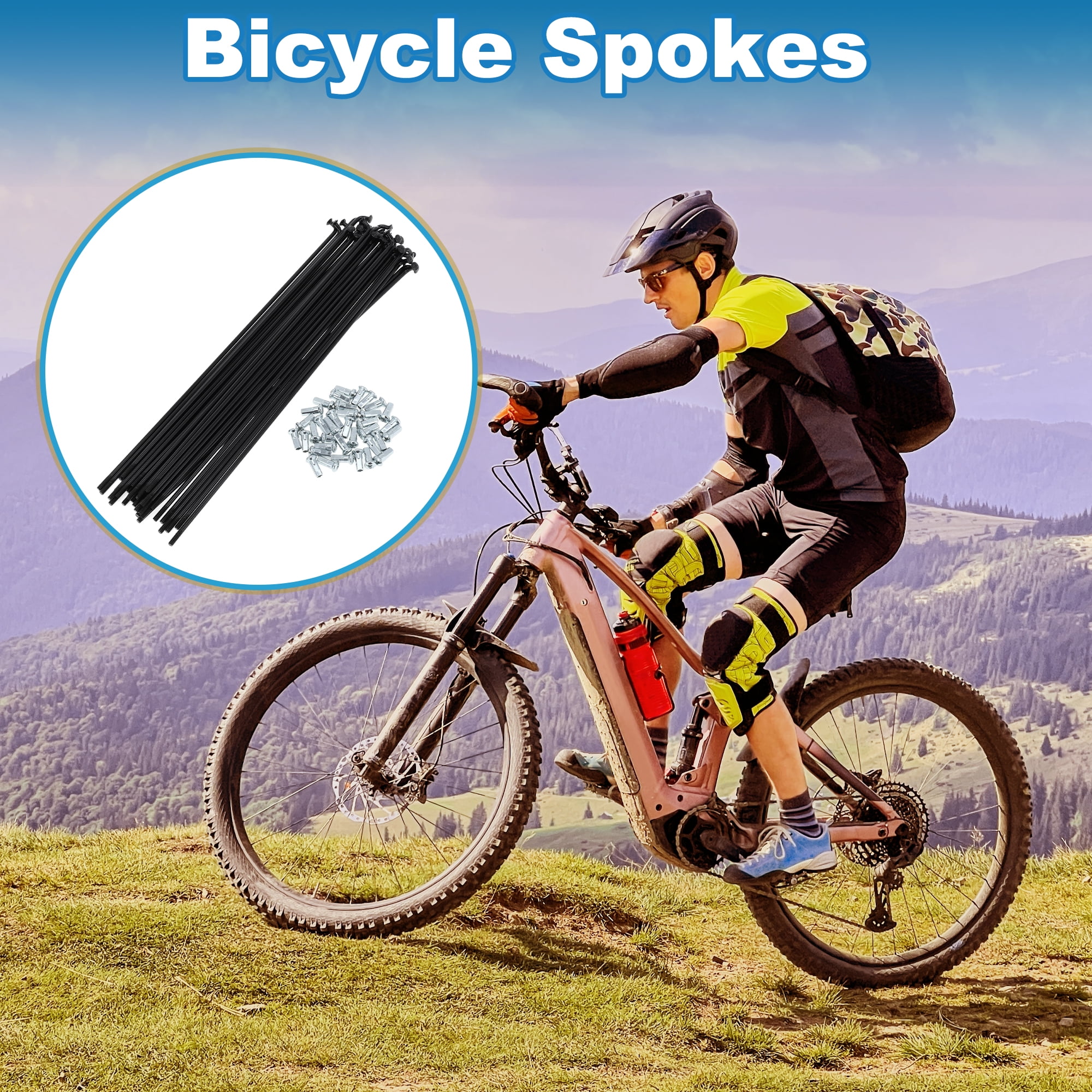 Unique Bargains 36Pcs Bicycle Spokes 12G Bike Wheel Spokes Carbon Steel Black 8.27"