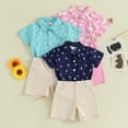 thumbnail image 3 of Douhoow 2Pcs Toddler Boys Summer Shark Outfits Short Sleeve Button Down Dinosaur Flamingo Shirt + Solid Shorts 12M 18M 24M 3T 4T Baby Clothing Set, 3 of 9