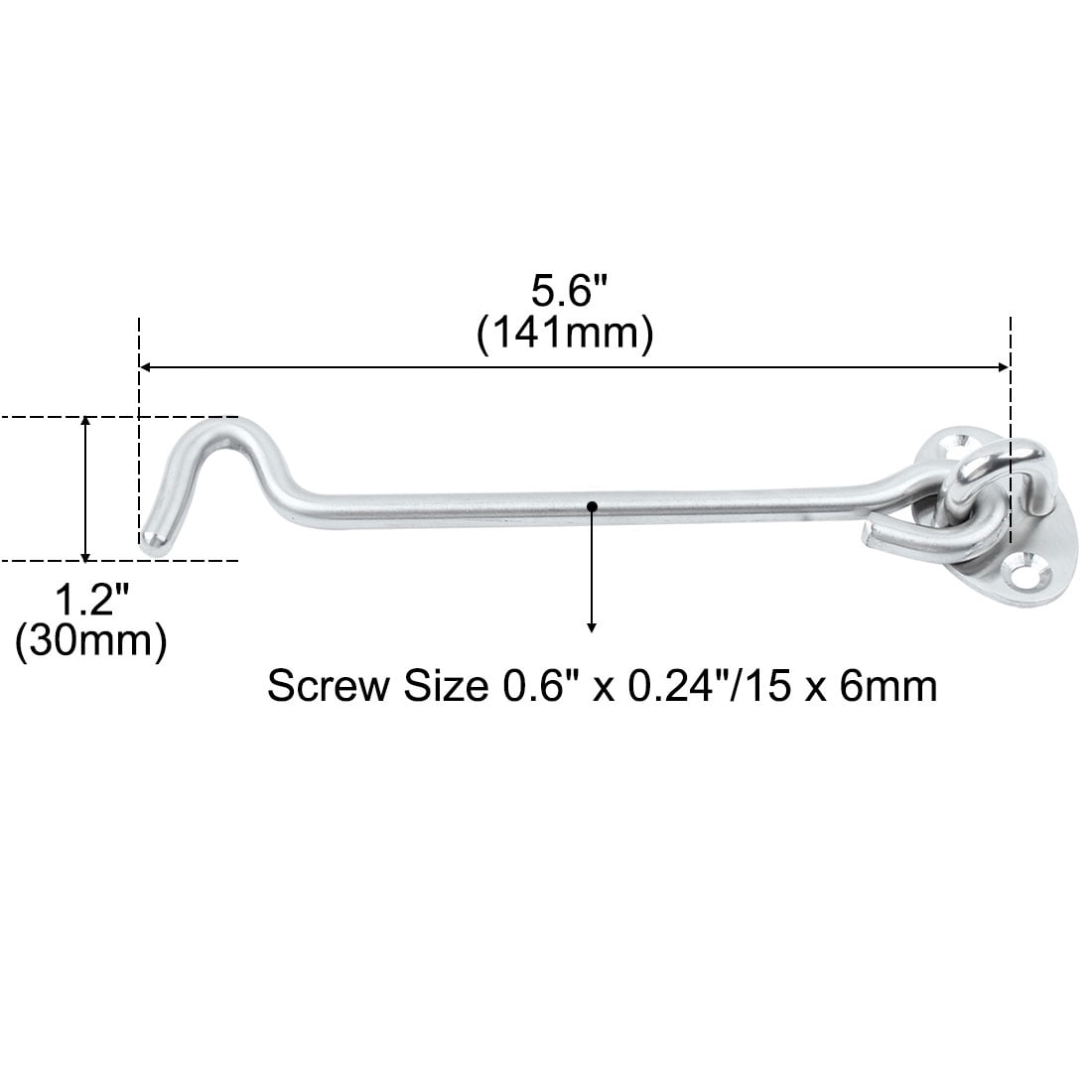 Unique Bargains Steel Door Window Cabinet Gate Latch Catch Hook 2 Pcs 0.59" x 0.24"