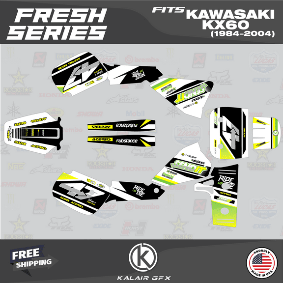 Kalair GFX Graphics Kit for Kawasaki KX60 (1984-2004) Fresh Series