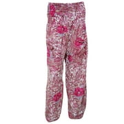 Mogul Women's Silk Pants Pink Printed Comfort Soft Indian Trousers