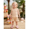 thumbnail image 3 of BemeyourBBs Toddler Girls Summer Clothes Cute Infant Baby Girl Summer 2 Piece Outfit 6 12 18 24 Months 2 3 4 Years Shoulder Bows Sleeveless Ruffled Tank Top and Shorts Set, 3 of 9