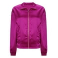 thumbnail image 6 of UVEASISHA Long Sleeve Zipper Jackets for Women Cropped Silk Satin Bomber Jacket Fall Casual Party Clubwear Outwear Purple L, 6 of 7