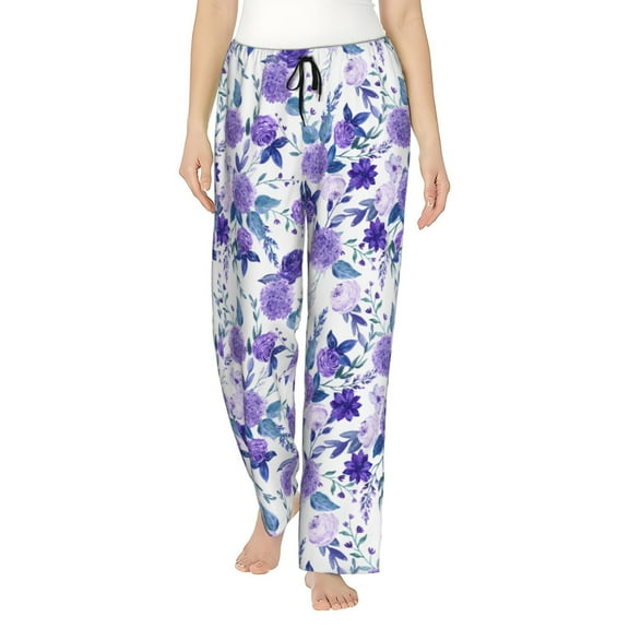 Purple Violet Flower Women'S Pajama Pants Drawstring Pj Bottoms Pants With Pockets Large