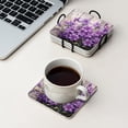 thumbnail image 4 of BaHomeck Drink Coasters Set Of 4 With Holder Bouquet Of Purple Flowers In Front Of An Old Wooden Fence Water Absorbent Ceramic Coasters Tabletop Protection,Suitable For Various Cup,Home Decor, 4 of 4