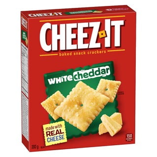 Cheez-It* Baked Snack Crackers White Cheddar 200 g, Crisp, flavourful and packaged for freshness, each bite-size square of Cheez-It* crackers contains 100% deliciousness.