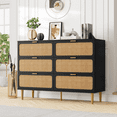 thumbnail image 7 of JoanKaren Natural Rattan 6 Drawer Dresser with Deep Drawers,Large Wooden Dresser Chest of Large Storage Cabinet for Bedroom Living Room,Black, 7 of 7